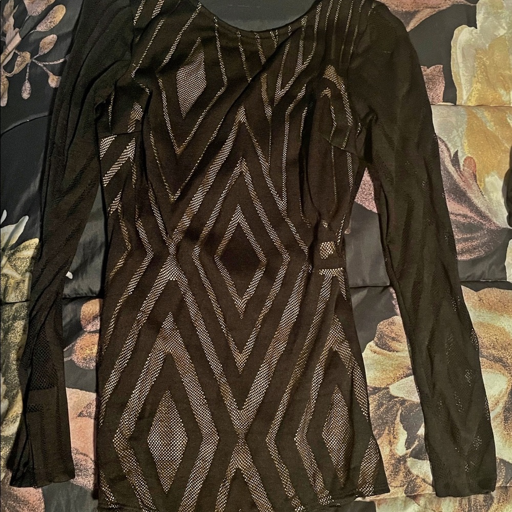 WOW! SEXY BLACK & TAN LACED-UP BACK-OUT BODYSUIT ! (SIZE: MEDIUM)